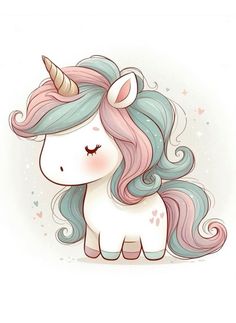 a cute unicorn with pink and blue hair