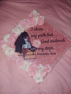 a pink and white blanket with a picture of a woman on it that says, i chose my path but god ordered my step, prove prove prove prove prove prove prove prove prove prove prove prove prove