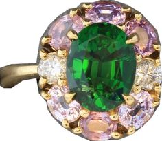 Luxury Green Tourmaline Emerald Ring, Green Tourmaline Rings With Gemstone Accents, Green Tourmaline Multi-stone Emerald Ring, Ben Lomond, Chrome Tourmaline, Green Chrome, Pink Topaz, Tourmaline Ring, Tourmaline