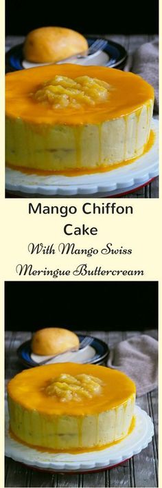 mango chiffon cake with mango sauce