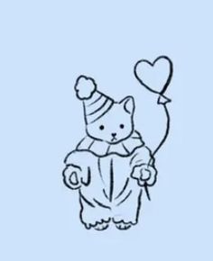 a drawing of a bear holding a balloon