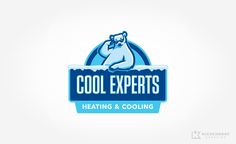 the logo for cool experts heating and cooling, with an image of a bear on it