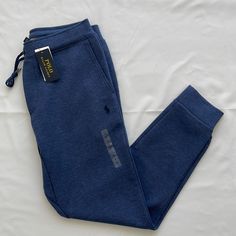 Polo Ralph Lauren Men’s Double Knit Jogger Sweatpants New With Tags Size: Medium Color: Blue Htr Two Front Angled Pockets. Back Right Pocket. Embroidered Pony At The Left Thing. Fitted Blue Joggers With Pockets, Blue Fitted Joggers For Loungewear, Mens Long Johns, Striped Lounge Pants, Sweatpants Blue, Slim Joggers, Printed Jogger Pants, Black Jogger Pants, White Joggers