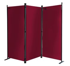 a red room divider with two black poles