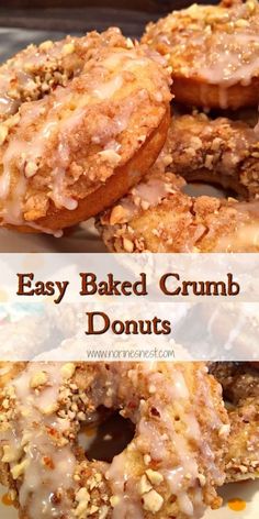 an easy baked crumb donut recipe on a plate