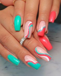 Summer Nail Color Ideas, Nail Ideas Acrylic, Summer Nail Color, Nail Color Ideas, Acrylic Pink, Fancy Nails Designs, Simple Gel Nails, Tv Girl, Vibrant Nails