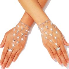 PRICES MAY VARY. Silver crystal gloves feature a unique ring and sparkling crystal, making your attire more charming and fashionable. Glitter gloves are suitable for women. Their fabric fits very well, and the lace shows the curves of your hands, making you more attractive. Fashion hand chains with fashion style and rhinestones design, look very elegant and refined, make you more attractive in the eyes of others. Fingerless jewelry gloves can be used for masquerade parties, Halloween parties, th Crystal Gloves, Metal Gloves, Glitter Gloves, Rhinestone Gloves, Chain Crafts, Night Costume, Metal Glove, Crystal Making, Hand Chain Jewelry