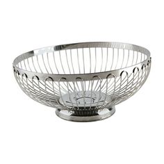 a metal wire bowl on a white background