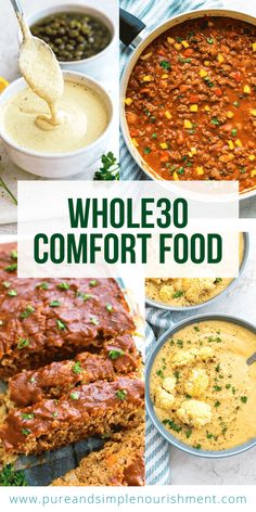 whole 30 comfort food collage with text overlay