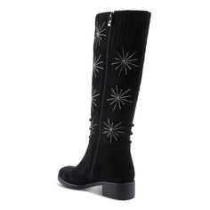 AZURA Style: STARDUSK Stand out in a sea of stars with the STARDUSK knee high boot. These luxurious ultra suede boots dazzle with constellation-inspired crystal accents, while the ruched details and inside zipper ensure a perfect fit. Upper: Microsuede Lining: Faux Fur Insole: Faux Fur Outsole: Rubber Closure: Zipper Heel Height: 1 1/2" Platform Height: 3/8" Shaft Height: 16 1/2" Circumference: 14" Features: - Fit Recommendation: Fits true to size - Crystals arranged in starburst patterns catch Ankle Boots Style, Sea Of Stars, Casual Ankle Boots, Knee Highs, Spring Step Shoes, Zipper Heels, High Knees, The Cosmos, Suede Boots