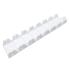 an image of a white plastic shelf with holes in the middle and one hole at the bottom