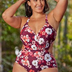 Cupshe Oliva Floral One Piece Swimsuit Available In Xs Only Size Xs Details: Crisscross / Wrap / V-Neck / Adjustable Bust / Removable Pads / Regular Wash Fabric: 80%Chinlon, 20%Spandex / Lining: 90%Polyester, 10spandex Color All Over Floral Print Pink Crisscross Strap Beachwear Swimwear, Pink Crisscross Straps Swimwear, Maroon Swimsuit, Red Bathing Suits, Tie Swimsuit, Ruched Swimsuit, Cupshe Swimsuits, Floral One Piece Swimsuit, Floral One Piece