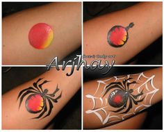 Spider Easy Face Painting Designs, Spider Tattoos, Face Painting Tips, Adult Face Painting, Cheek Art, Face Painting Tutorials, Arm Painting, Face Painting Easy