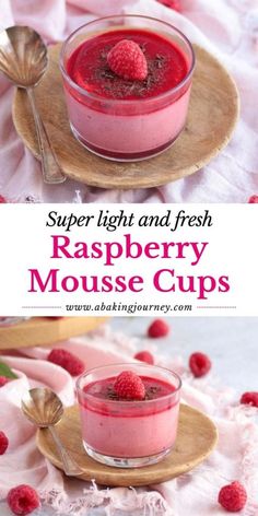 raspberry mousse cups with text overlay