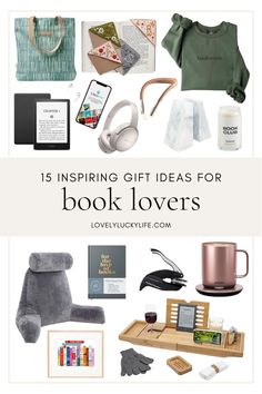 gifts for book lovers with text overlay that reads 15 inspired gift ideas for book lovers