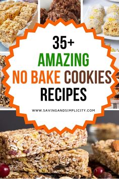 no bake cookies recipe collage with the title overlay reading'amazing no bake cookies recipes '