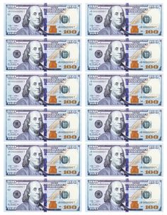 ten twenty dollar bills with the image of george washington on one side and five dollars on the other