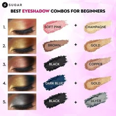 Eyeshadow Combinations Color Combos, Eyeshadow Color Combinations, Colourful Eyeshadow Looks, Natural Eye Shadow Looks, 2 Color Eyeshadow, Makeup Combinations, Makeup Notes, Eyeshadow Combinations, Eye Shadow Tips