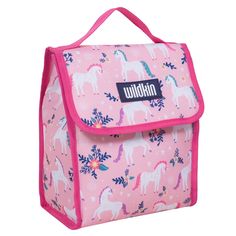 Packed with personality, Wildkin's insulated lunch bag is designed to help you and the environment by offering a fun and reusable option for lunch and snack time. Sized just right, the Wildkin Lunch Bag measures 10 x 8.5 x 5 inches. Our lunch bag features a hook and loop closure, a sturdy carrying handle and is made of a durable exterior fabric. Coordinates all your gear including backpacks, lunch bags, nap mats and more! Reusable Rectangular Lunch Bag For School, Rectangular Reusable Lunch Bag For School, Rectangular Insulated Lunch Bag For School, Cold Snacks, Travel Lunch, Pink Lunch Bag, Reusable Lunch Bags, Unicorn Bag, Unicorn Backpack