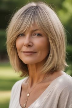 Best Hairstyles for Women Over 60 for Every Length I Take You | Wedding Readings | Wedding Ideas | Wedding Dresses | Wedding Theme Women Over 50 Hairstyles Medium, Shoulder Length Layered Bob, Shoulder Length Bob With Bangs, Mom Haircut, Medium Length Blonde, Best Hairstyles For Women, Blonde Lob, Grey Hair Transformation