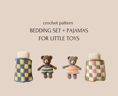 crochet pattern bedding set + pajamas for little toys