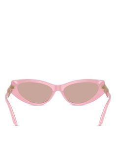 Versace Bright Greca Cat Eye Sunglasses, 56mm Pink Mirrored Sunglasses For Evening, Elegant Pink Cat Eye Sunglasses With Polarized Lenses, Pink Cat Eye Sunglasses With Mirrored Lenses, Elegant Pink Cat Eye Sunglasses With Mirrored Lenses, Pink Cat Eye Glass Sunglasses, Pink Sunglasses With Uv Protection, Pink Tinted Sunglasses For Evening, Protection Logo, Pink Pink