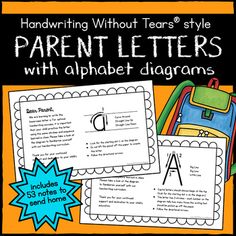 handwriting without tears'style parent letters with alphabet diagrams