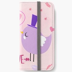 a pink phone case with a bird on it