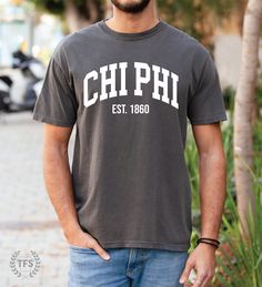 This is the perfect Chi Phi (Chi Phi) Fraternity t-shirt for lounging around, or for casual every day wear! This Chi Phi Fraternity t-shirt will quickly become your go-to shirt! Soft, comfy, made from high quality heavyweight material, and printed here in the USA. Grab one for yourself, your brother, or give it as a gift to your son or grandson in college Greek Life! **LISTING IS FOR CHI PHI Fraternity. Please be sure you are ordering for your correct Fraternity organization. The notes section a Kappa Alpha Order, Sigma Alpha Epsilon, Alpha Fraternity, Sigma Kappa, Kappa Delta, Greek Life, Fraternity, Quality T Shirts, Dye T Shirt