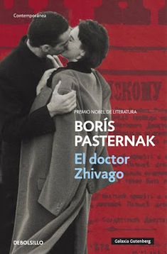 two people kissing each other in front of a red background with the words boris pasternak