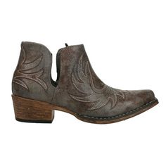 The Roper Ava booties are the perfect fit of Western chic and modern comfort. Fashion ankle boot made of a faux leather upper with deep V panels for easy movement and a stylish look. Size: 8B.  Color: Gray.  Gender: female.  Age Group: adult. Ankle Cowgirl Boots, Girls Cowgirl Boots, Mid Heel Ankle Boots, Cowboy Ankle Boots, Womens Work Boots, Roper Boots, Black Chunky Heels, Casual Ankle Boots, Denim Boots