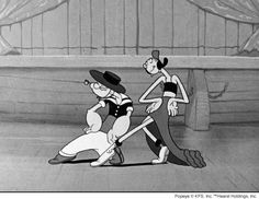 two cartoon characters are playing with each other