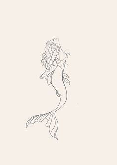 a black and white drawing of a mermaid