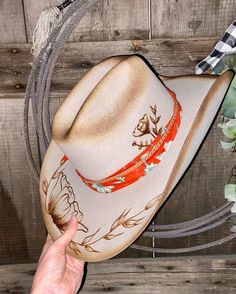 Burnt Cowboy Hat, Burnt Felt Hat, White Cowgirl Hat, Burnt Hat, Womens Western Hats, Bachelorette Hats, Custom Cowboy Hats, Cowboy Hat Bands, Custom Made Hats