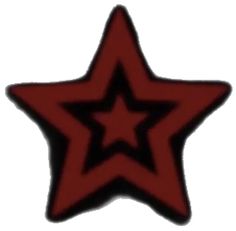 a red and black star on a white background