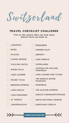 the travel checklist challenge is shown with text overlaying it and an arrow pointing to