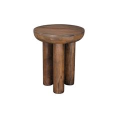 two wooden stools sitting next to each other on top of a white background,