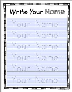 a handwriting paper with the words write your name