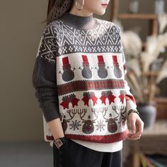 Gender: Women Item Type: Sweater Material: Wool Pattern Type: Christmas elements Neck: Turtleneck Theme: Winter Occasion: Going Out, Daily Style: Casual, Retro Color: Gray, White Size: One Size Bust: 114 - 34.00 cm/ 44.88 - 13.39 " Length: 65.00 cm/ 25.59 " Sleeve: 68.00 cm/ 26.77 " Christmas Elements, Christmas Style, Women Christmas, Sweater Material, Daily Style, Bear Pattern, Retro Color, Christmas Fashion, Christmas Women