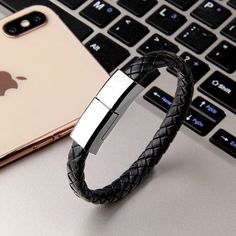 Unisex USB Charging Micro Cable Bracelet Jewelry Pioneer Kitty Market Black 22.5cm For Micro USB Power Bracelet, Bracelet Fil, New Bracelet, Cable Bracelets, Charging Cord, Stylish Bracelet, Cord Bracelets, Data Cable, Fast Charging