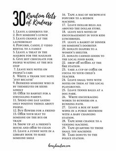 the 30 random acts of kindness printables for kids to use in their homes