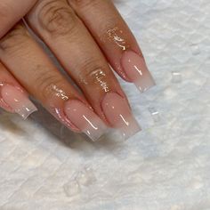 Pretty Nude Nails Clear Poly Gel Nails Design, Clear Nails Acrylic Short, Clear Square Nails, Realistic Acrylic Nails, Clear Nude Nails, Natural Nail Acrylic, Translucent Pink Nails, Short Classy Nails, Natural Acrylic Nails