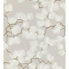 a wallpaper with white leaves on it