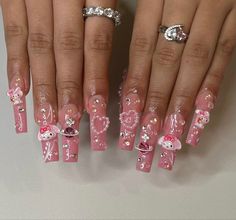 Romantic Nails, Acrylic Nails Coffin Pink, Bling Acrylic Nails, Acrylic Nails Coffin Short