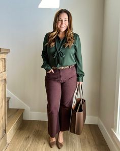 Fall 2024 Workwear Capsule – The Recruiter Mom Fall Work Outfits For Teachers, How To Wear A Pencil Skirt Casual, Business Casual Minimalist Wardrobe, Winter Business Casual Outfits Midsize, Dark Brown Slacks Outfit Women, Burgundy T Shirt Outfit, Maroon Dress Pants Outfit, Womens Brown Pants Outfits, Midsize Wide Leg Pants Outfit