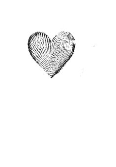 a fingerprint in the shape of a heart on a white background with black ink