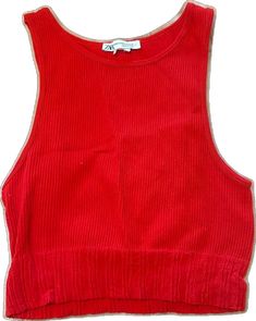 Red Sleeveless Stretch Crop Top, Trendy Red Cropped Top, Red Sleeveless Ribbed Crop Top, Red Ribbed Sleeveless Crop Top, Red Casual Sleeveless Crop Top, Red Sleeveless Casual Crop Top, Red Sleeveless Ribbed Tops, Casual Red Crop Top For Fall, Casual Red Sleeveless Crop Top