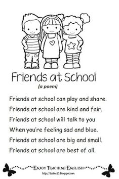 the poem friends at school is written in black and white