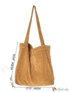 BirdinBag - Corduroy Double Handle Brown Shoulder Tote BagÃÂ¢ÃÂÃÂPractical for Daily Use Brown Pattern, Shoulder Tote Bag, Bag Bag, Shoulder Tote, Womens Tote Bags, Tote Bag