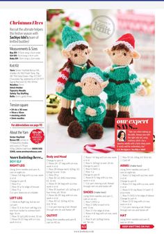 the crochet pattern for two little christmas elves is featured in this article, which features